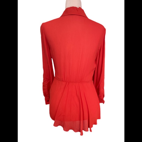 Alice & Olivia burnt orange rayon crepe blouse size XS - Picture 2 of 13